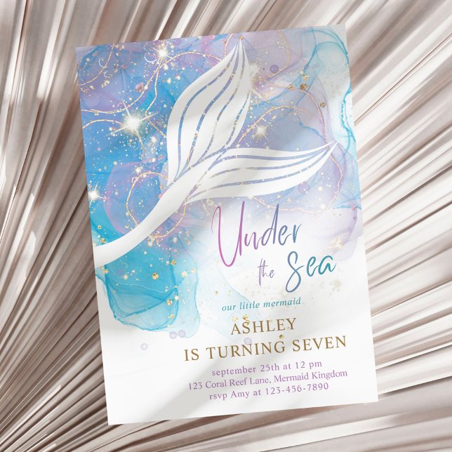 Mermaid Under The Sea Watercolor Birthday  Invitation (Creator Uploaded)