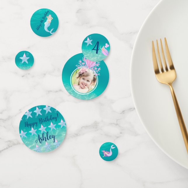 Mermaid under the sea watercolor ocean kids party confetti (Group)