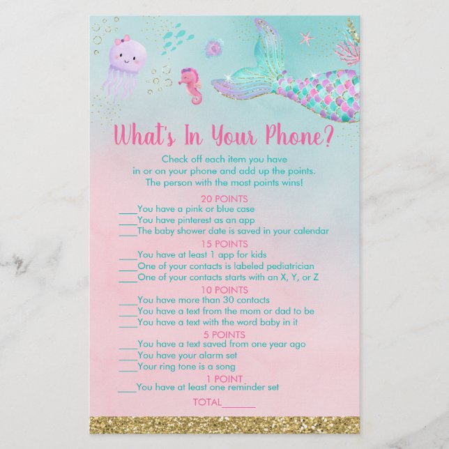 Mermaid Under The Sea What's In Your Phone Game (Front)