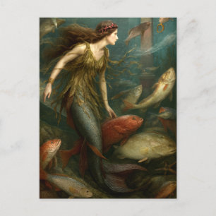 Mermaid Under The Sea With Fish Postcard