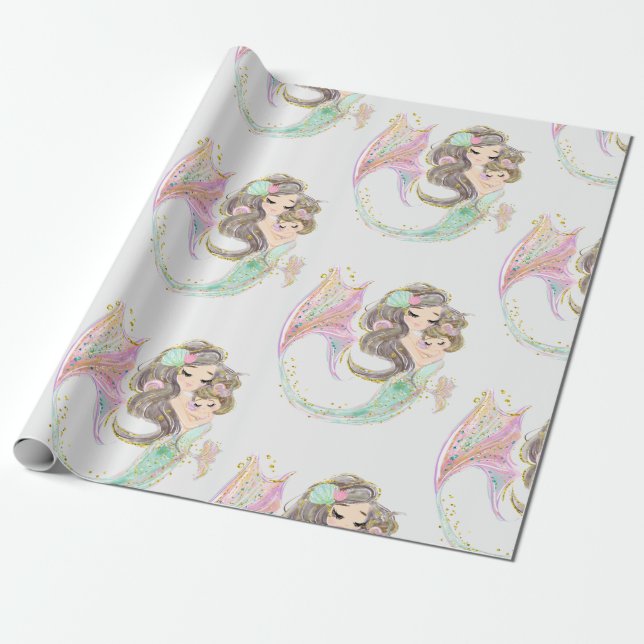 Mermaid Under the sea Wrapping Paper (Unrolled)