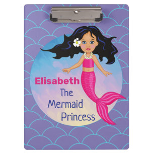 Mermaid under the water pink water waves beautiful clipboard
