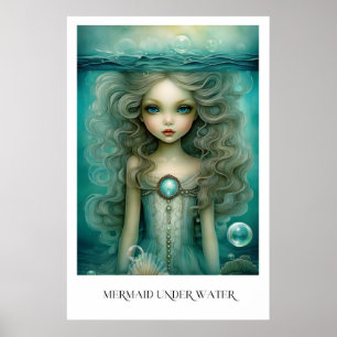 Mermaid Under Water Poster