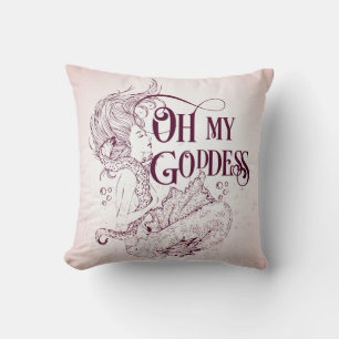 Mermaid Underwater Sea Goddess Maroon Throw Pillow