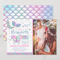 Mermaid & Unicorn Birthday Invitation Magic Party