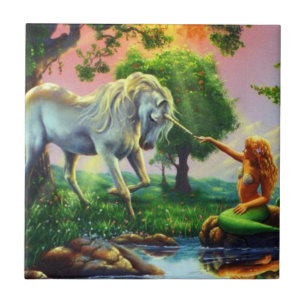 mermaid & unicorn ceramic tile