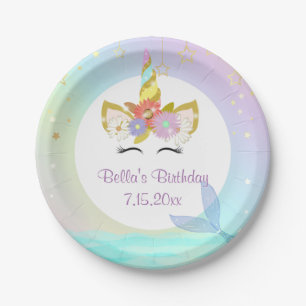 Mermaid Unicorn Paper Plates