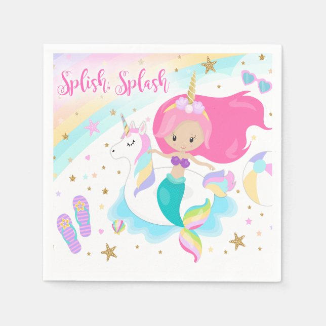 Mermaid & Unicorn Party Napkin (Front)