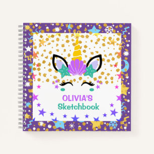 Mermaid Unicorn Personalized Kids Sketchbook Notebook