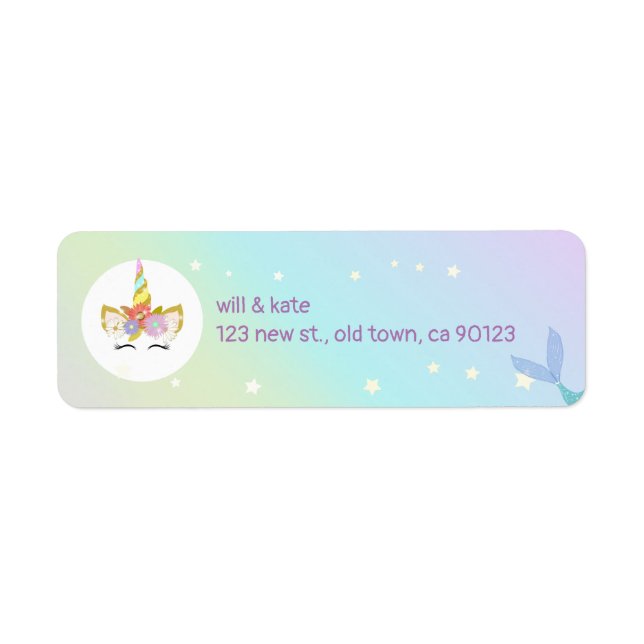 Mermaid unicorn return address labels (Front)