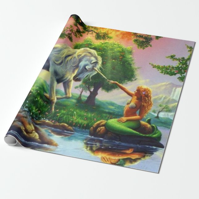 mermaid & unicorn wrapping paper (Unrolled)