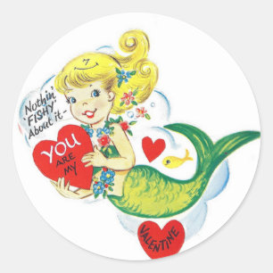 Mermaid Valentine Classic Round Sticker