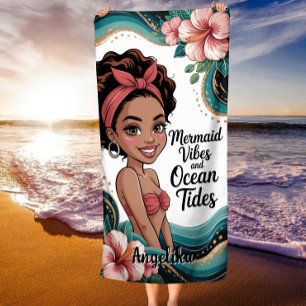 Mermaid Vibes Ocean Tides Tropical Beach Towel