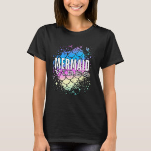Mermaid Vibes Watercolor Scales Kids Party T-Shirt