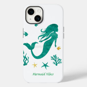 Mermaid Vibes White and Teal Case-Mate iPhone 14 Case