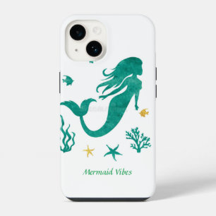 Mermaid Vibes White and Teal iPhone 14 Case