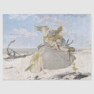 Mermaid Vintage Decoupage Beach Starfish Ocean  Tissue Paper