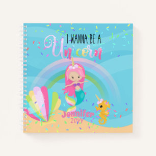 Mermaid Wanna Be A Unicorn Girls Journals