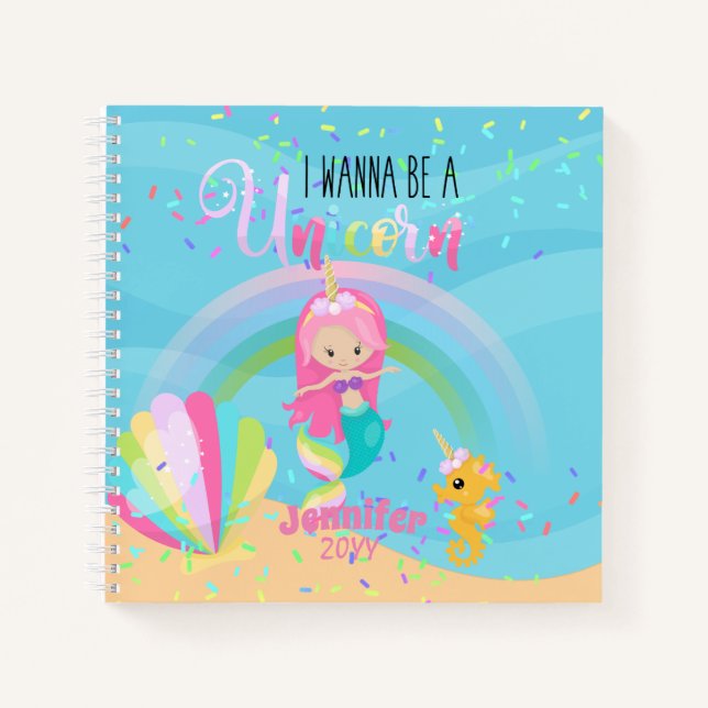 Mermaid Wanna Be A Unicorn Girls Journals (Front)