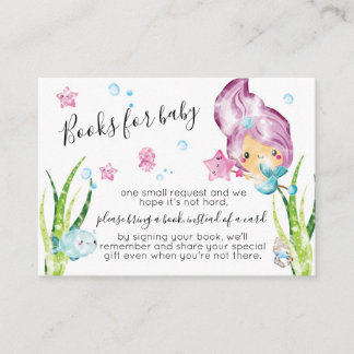 Mermaid Watercolor Baby Shower Books for Baby Enclosure Card
