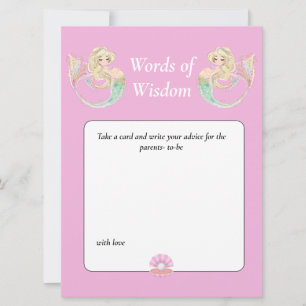 Mermaid watercolor Baby Shower. Wisdom Pink  Invitation