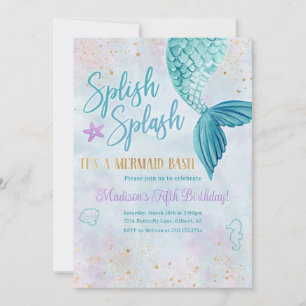 Mermaid Watercolor Birthday Party Any Age Invite