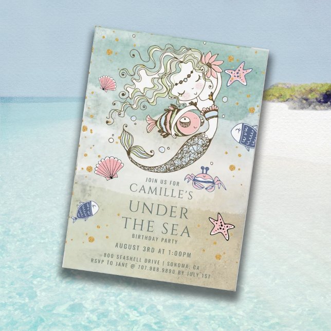 Mermaid Watercolor Birthday Party Invitation (Creator Uploaded)