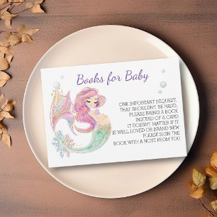 Mermaid Watercolor Books for Baby Shower Enclosure Card