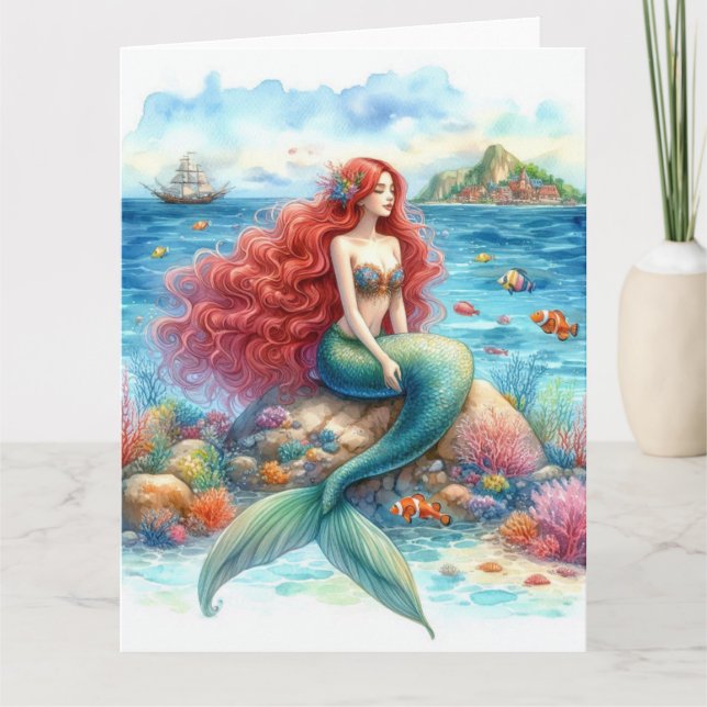 Mermaid watercolor card (Front)