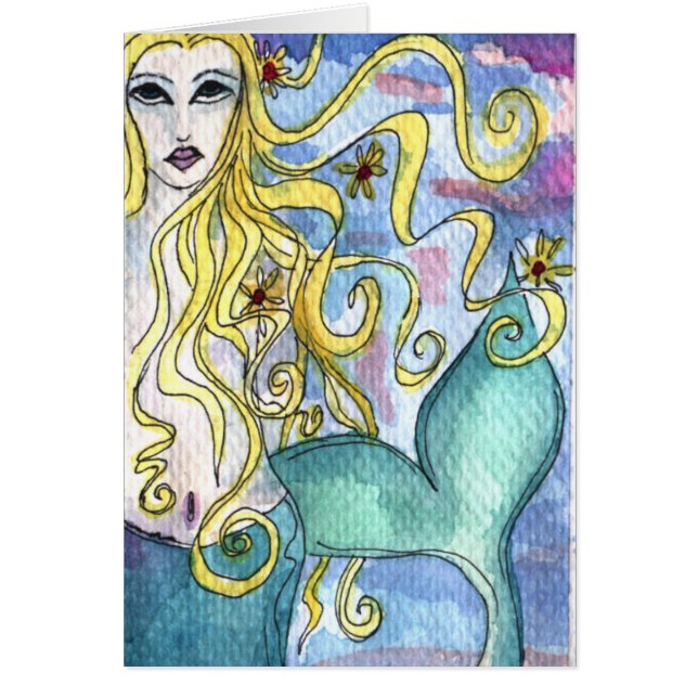 Mermaid Watercolor Painting (Front)