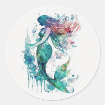 Mermaid watercolor sticker