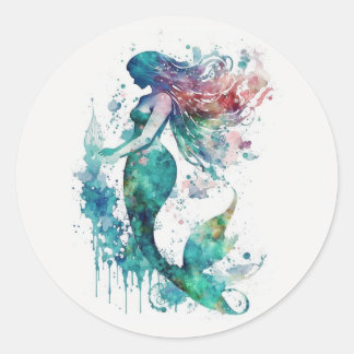 Mermaid watercolor sticker