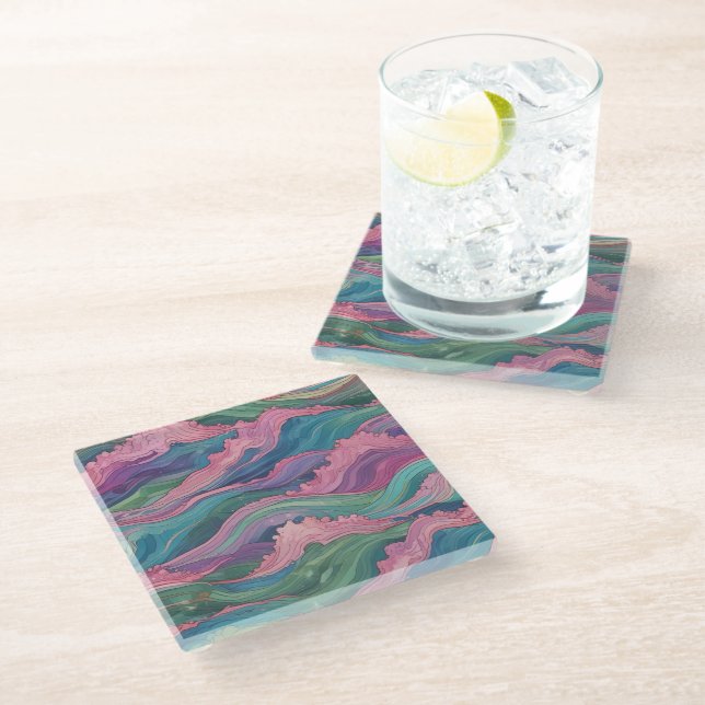 Mermaid Waves Glass Coaster (Angled)