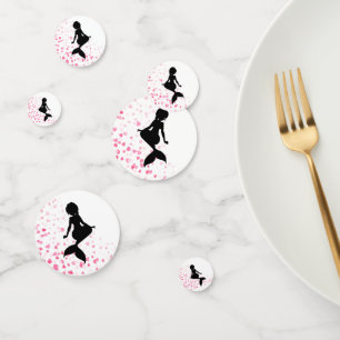 Mermaid wedding red pink love hearts confetti