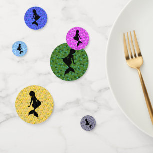 Mermaid wedding yellow pink green blue confetti