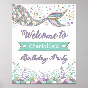 Mermaid Welcome Sign Birthday Decor Pool Party