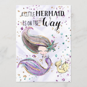 ~ Mermaid Whaleicorn Cute Baby Shower Invitation