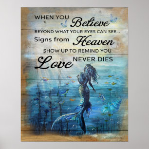 Mermaid When You Believe Memorial Gifts Poster