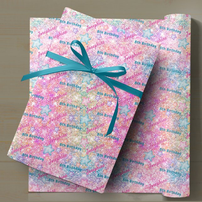 Mermaid whimsical colourful birthday custom wrapping paper (Creator Uploaded)