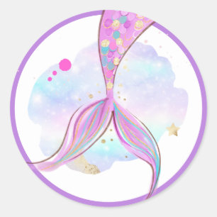 Mermaid Whimsical Under The Sea Birthday Party Classic Round Sticker