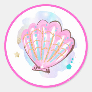 Mermaid Whimsical Under The Sea Birthday Party Classic Round Sticker