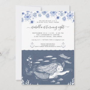 Mermaid Winter Pool Party Invitation