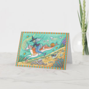 MERMAID WITCH, FANTASY MERHORSE GREETING CARD Blnk