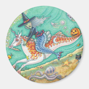MERMAID WITCH, FANTASY MERHORSE HALLOWEEN MAGNET