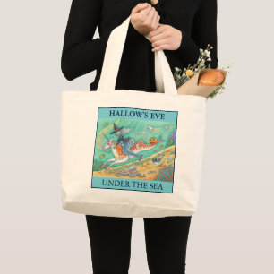 MERMAID WITCH, HALLOWEEN MERHORSE JUMBO TOTE BAG