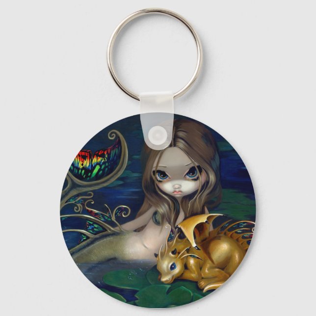 "Mermaid with a Golden Dragon" Keychain (Front)