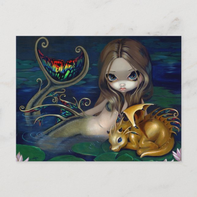"Mermaid with a Golden Dragon" Postcard (Front)