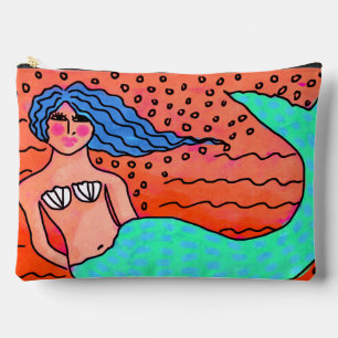 Mermaid with Blue Hair Abstract Art Accessory Pouch