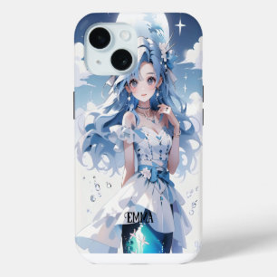 Mermaid with Blue Hair in a Blue Dress Custom Name iPhone 15 Case
