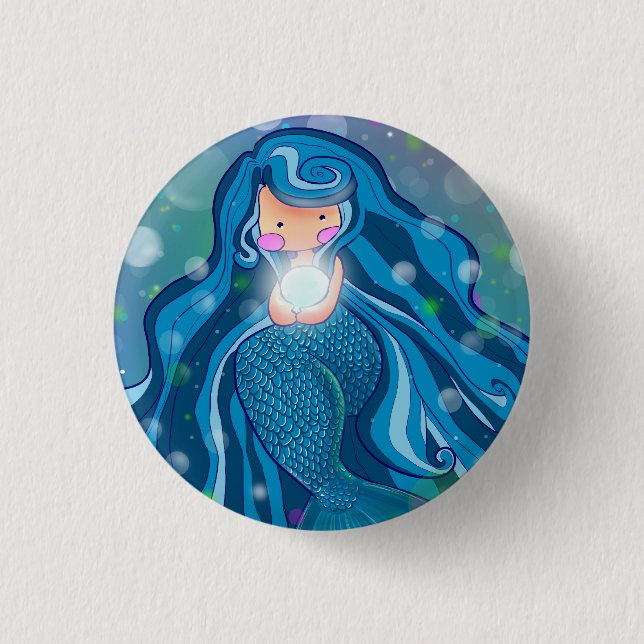 Mermaid with bright pearl Button (Front)